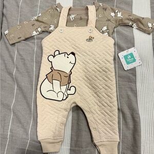 Disney Baby Cream Overalls with Bear Motif